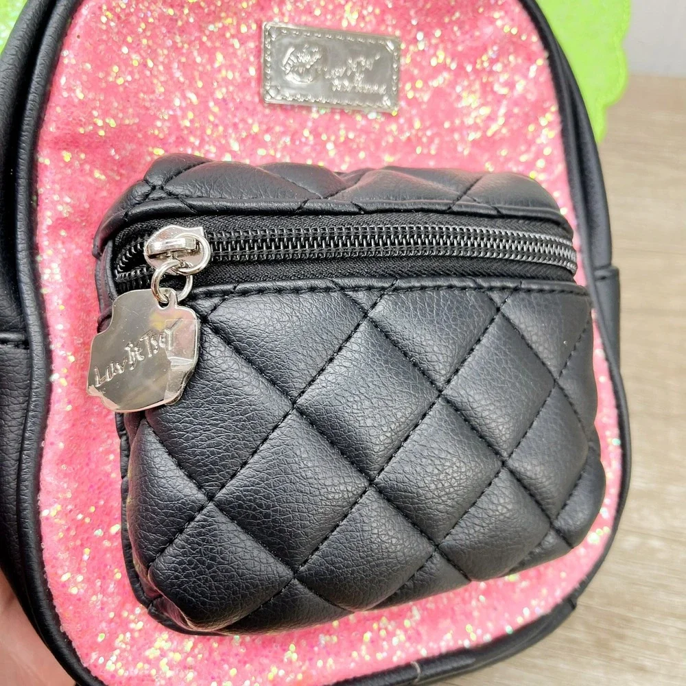 Luv Betsey by Betsey Johnson Mini Backpack Pink Green Glitter Wings Fairy Core‎
